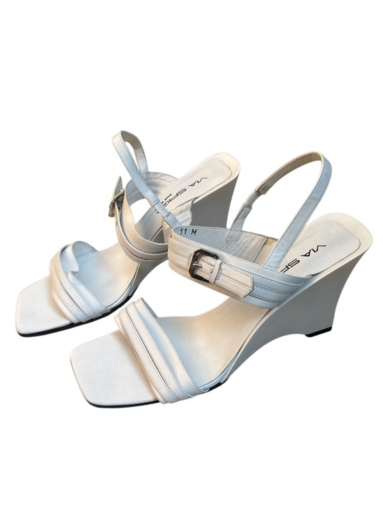 Via Spiga Shoes - Via Spiga White Slingback Wedge Heel Block Sandals - Size 11